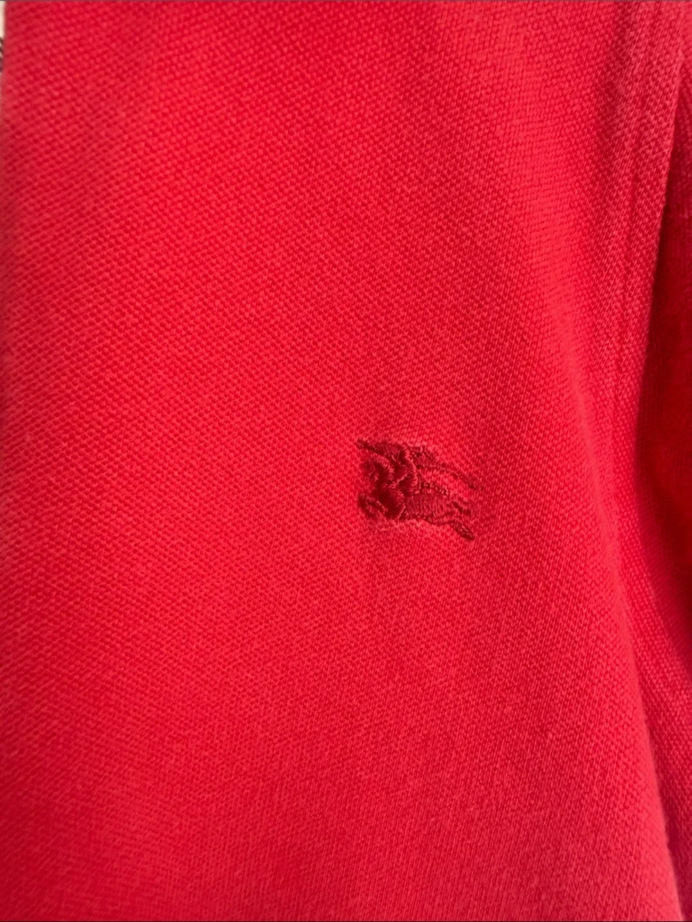 Burberry Kids Red Polo with ruffles with Check Placket